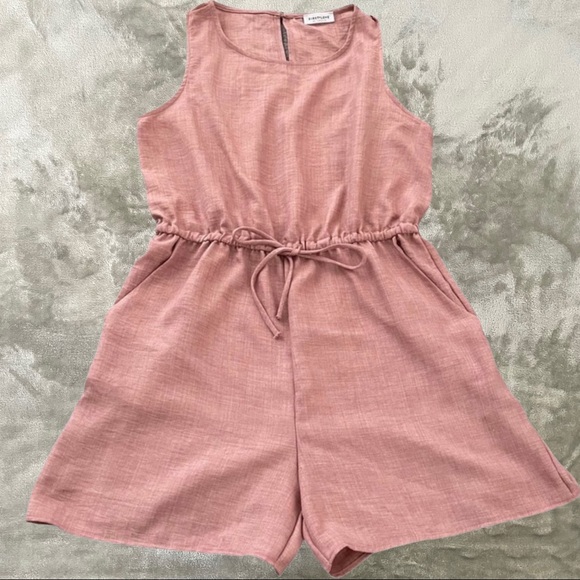 First Love Sleeveless Pink Short Romper Pockets 1X - Picture 1 of 9